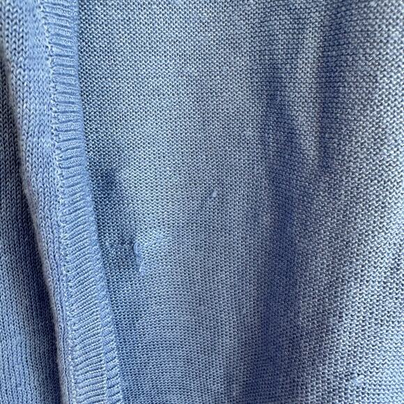 New J. Jill Linen Knitted Sweater Blue Ribbed Hem Long Sleeve Pullover Sz XLP - Picture 4 of 7